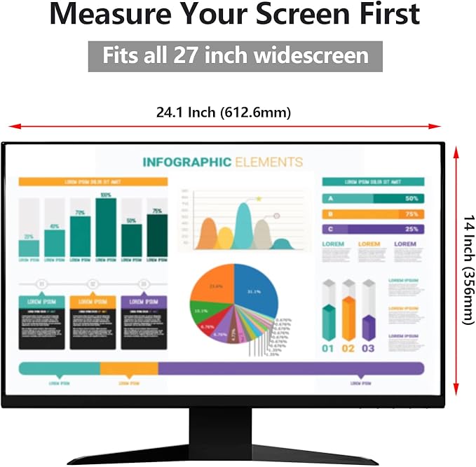 【2 Pack】 Computer Privacy Screen Protector for 27 Inches Monitor Anti Blue Light 16:9 Widescreen Filter Hanging Type Anti Scratch Easy Installation Shield for Desktop Computer