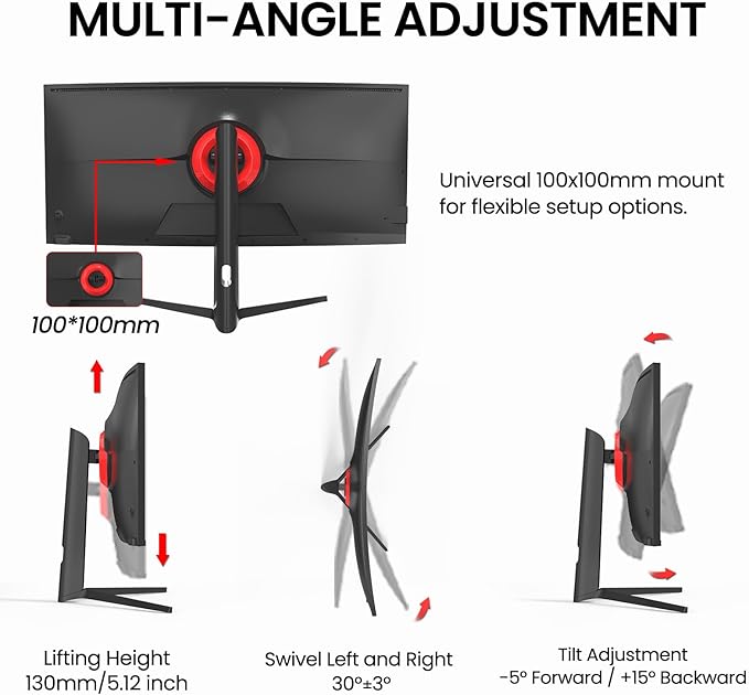 CRUA 40'' 5K Ultrawide Curved Gaming Monitor, 21:9, 5120 x 2160, 120Hz, IPS Computer Monitor with Built-in Speakers, AMD FreeSync, PIP/PBP, 120% sRGB, HDMI 2.0 & DP 1.4, Tilt/Height Adjustable-Black
