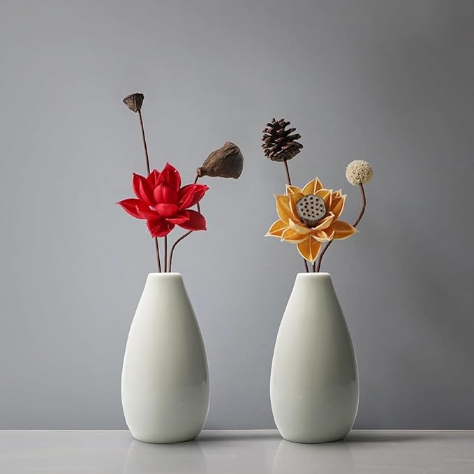 Modern Small Flower Vases 8 Pack - Ceramic, White