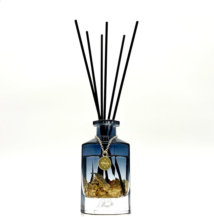 VANGIE Luxury Reed Diffuser for Home | Lavender & Chamomile Calming Scent | Floating Gold Leaf Glass Bottle | Long-Lasting Aroma | Vegan | Bedroom, Bathroom & Relaxing Spaces