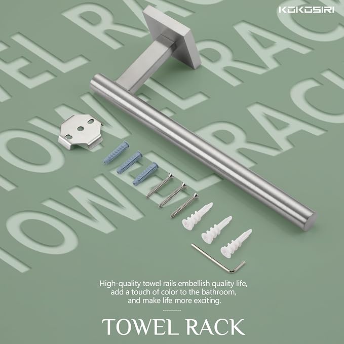 KOKOSIRI Towel Holder Brushed Nickel Bathroom Accessory Hand Towel Bars Wall Mounted Kitchen Cabinet Paper Holder Stainless Steel, B3008BR