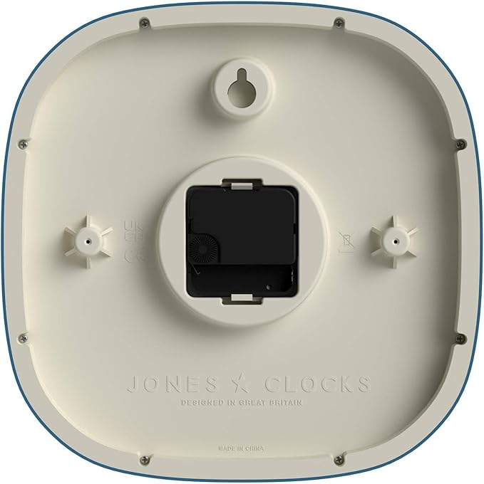 JONES CLOCKS® Pulsar wall Clock | Square Rounded Retro Clock | 10 inch | Blue | Cool Designer Look for Kitchen, Living Room or Office