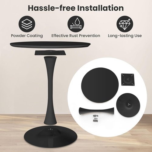 Giantex Modern Black Round Dining Table - 32" Tulip Design with Thickened Top & Sturdy Metal Base | Ideal for Small Spaces