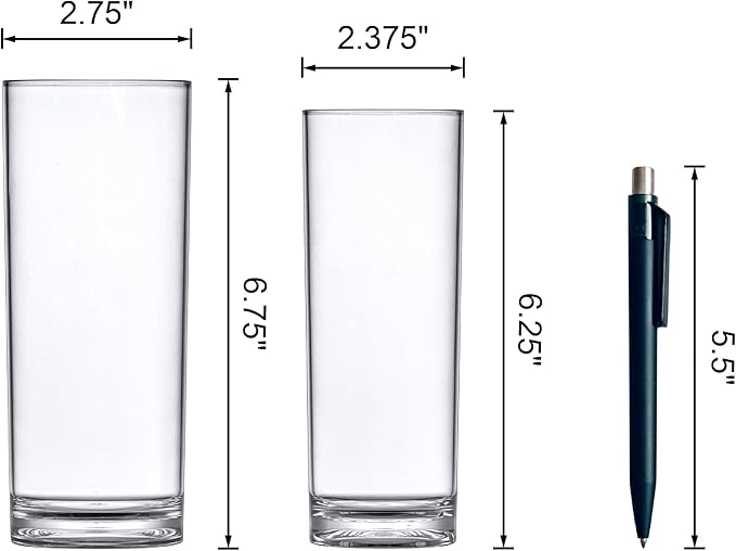 Amazing Abby - Viola Minuto - Plastic Cylinder Vases (8-Piece Set), Acrylic Flower Vases for Wedding Centerpieces, Home Decorations, Office Ornaments, Shatter-Proof, 6" + 7" (H) (Not Glass)