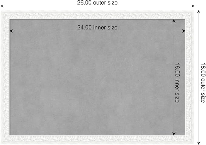 Amanti Art White Framed Magnetic Board 18x26 Medium Vision Board for use with Magnets, 100% Metal Sheet to Display Items as Office Decor or for Home Organization in mudroom, Kitchen or Kids Room
