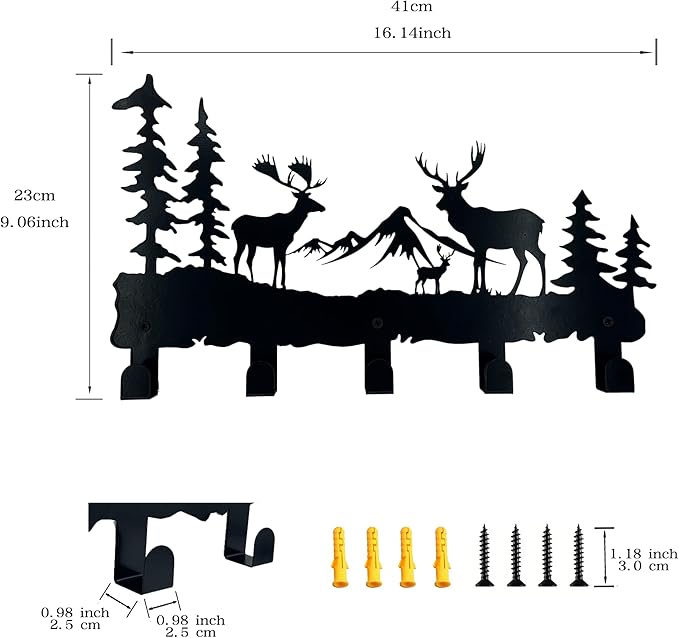 ZORISE Metal Deer Hooks - Moose Design Wall Art Decor and Key Hanger, Clothes, Hat, and Backpack Rack, Home Decor for Entryway, Hallway, Office, Kitchen, and Living Room
