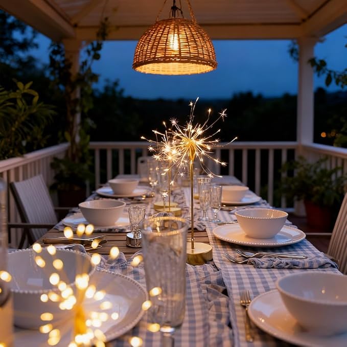 Nest and Flowers Table Lights, Firework LED Decorative Lamp, Christmas Decoration for Party, Romantic Ambient Lighting for Bedroom Living Room, Indoor Decor Gift for Family & Friends(2PCS,Warm Light)