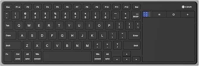 CZUR Portable Computer Keyboard with Trackpad, Rechargeable Bluetooth Keyboard with Touchpad, Wireless Ultra Slim Keyboard for PC/Laptop/Tablet/Phone, for Windows/Android