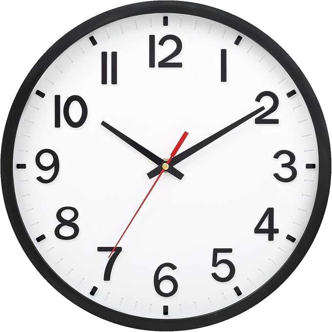 Wall Clocks Battery Operated 10 inch Modern Wall Clock,Silent Non Ticking Wall Clock for Living Room Bedroom Kitchen Office Classroom Decor (White and Black)