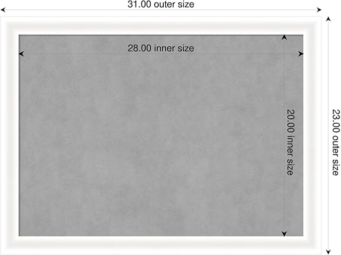 Amanti Art White Framed Magnetic Board 23x31 Medium Vision Board for use with Magnets, 100% Metal Sheet to Display Items as Office Decor or for Home Organization in mudroom, Kitchen or Kids Room