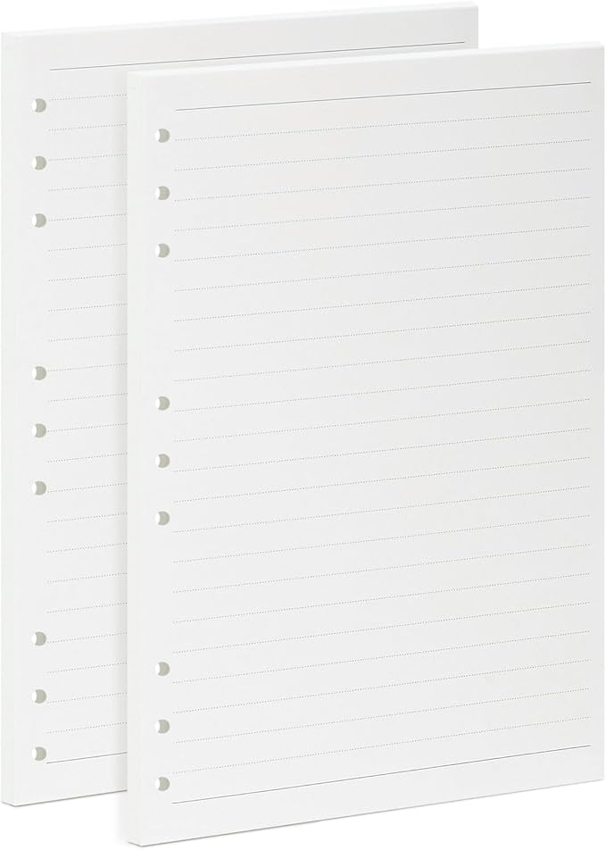 90 Sheets Lined Planner Refill Paper, 255x180mm, 9 Holes Inserts Paper B5 Loose Leaf Notebook Insert for Filofax Bullet Journals Diary