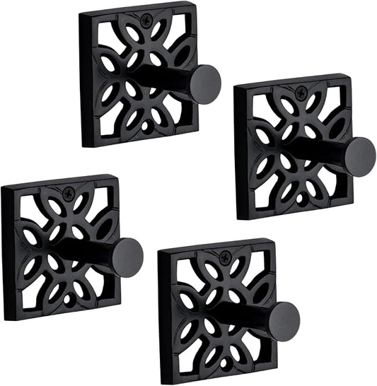 Autumn Alley Black Bathroom Towel Hook Robe Hook Wall Mounted - Wall Hooks for Towel, Robe, Coat, and Door Hooks for Bathroom Rustproof Modern Unique Style, 4 Pack