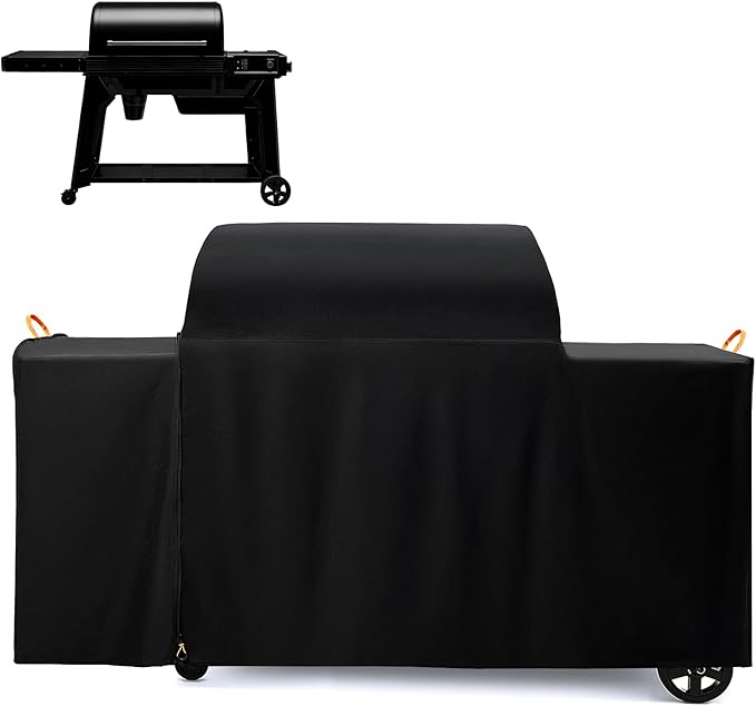 Waterproof Grill Cover for Traeger Woodridge Pro & Woodridge Elite Wood Pellet Smoker, with Additional Side Zipper, Full-Length 600D All Weather Outdoor Accessories Bac776 (Cover Only)