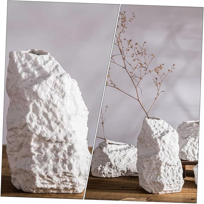 TOYANDONA Imitation Stone Ceramic Vase Artistic Home Decor Ornament for Tabletop Minimalist Flower Vase for Dried Flowers and Unique Housewarming