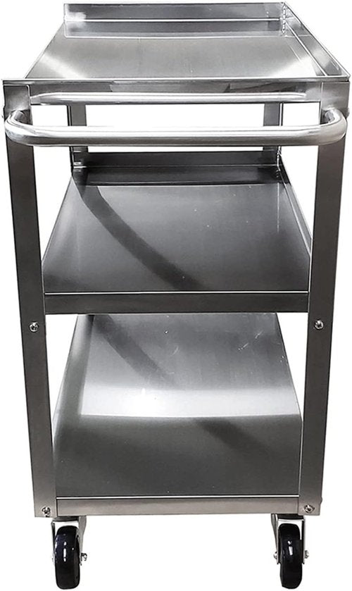3 Shelf Metal Utility Cart on Wheels with Handle - 15 in. Wide X 24 in. Long X 33 in. High