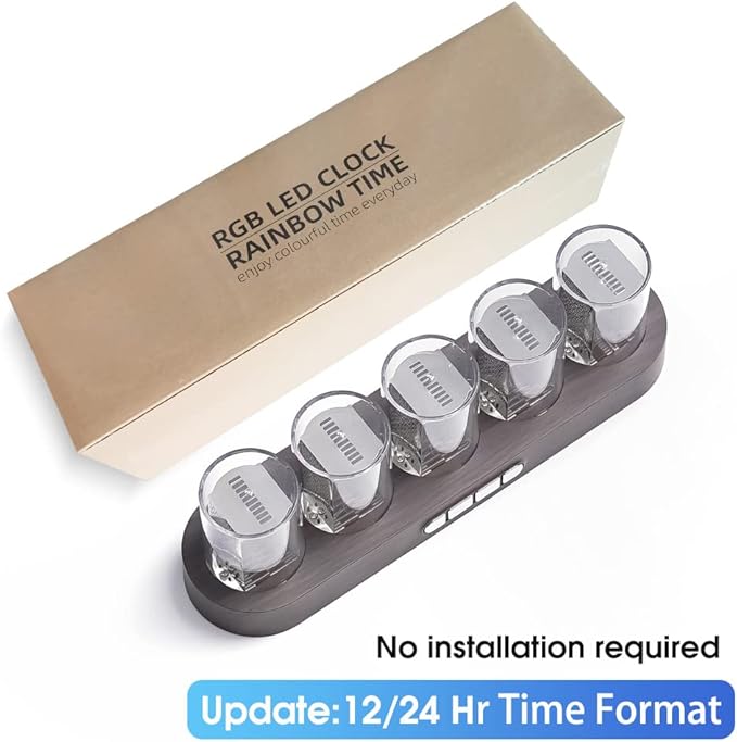 Cadmos Nixie Tube Clock.Glow Tubes Analog Clock.Creative Retro Digital Variable Color.Exquisite Desktop Decoration- Gift Idea-No Assembly Required (Imitation Wood Grain)