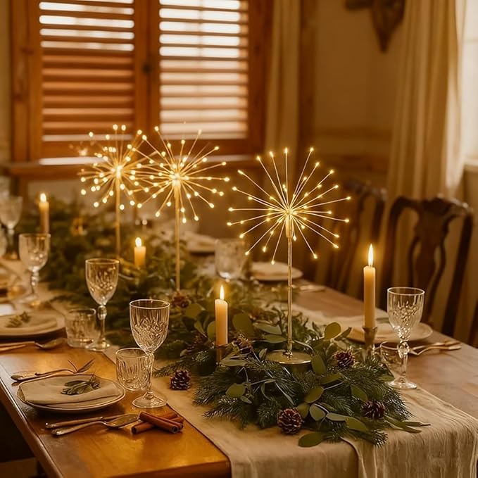 Nest and Flowers Table Lights, Firework LED Decorative Lamp, Christmas Decoration for Party, Romantic Ambient Lighting for Bedroom Living Room, Indoor Decor Gift for Family & Friends(2PCS,Warm Light)