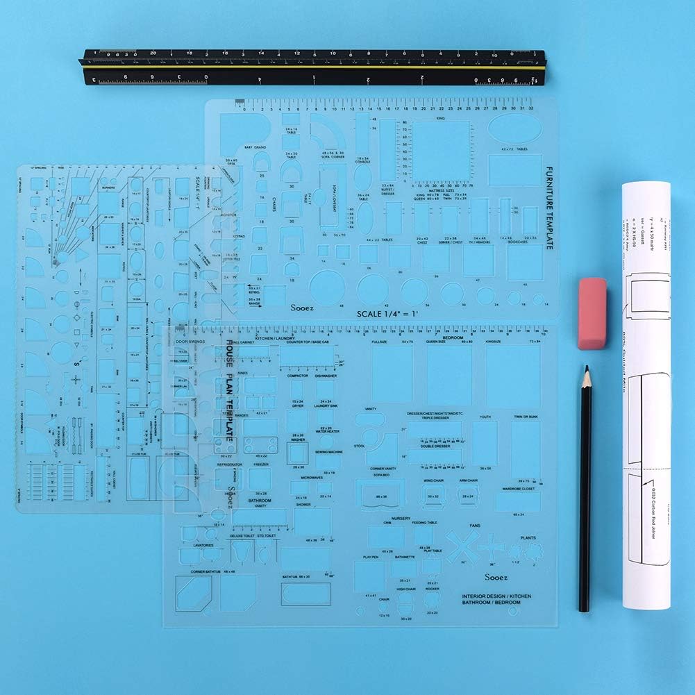 Sooez Architectural Templates - House Plan & Interior Design Drafting Tools | Set of 3