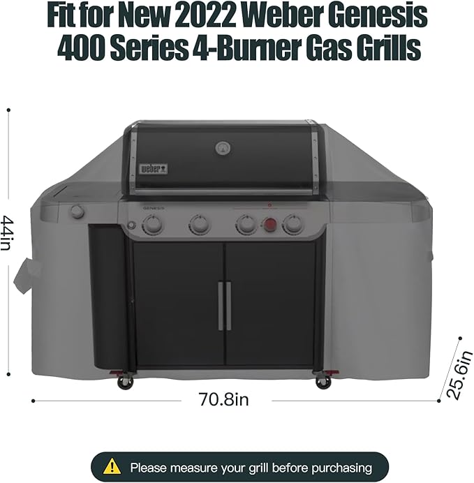 70 Inch Premium Outdoor Grill Cover Fit for Weber Genesis and Genesis II 400 Series 4-Burner Grills, BBQ Covers for Outside,Heavy Duty Waterproof Fade Resistant