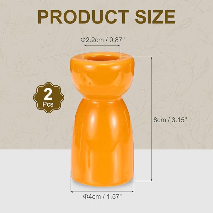 uxcell 2 Pack Candlestick Holder Bright Orange Ceramic Taper Candle Holder Candle Stand Holders Modern Style Decoration for Centerpiece Tabletops Anniversary