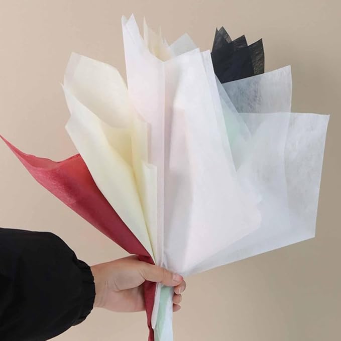 FAYADA Korean Cotton Flower Wrapping Paper Non-Woven Floral Bouquet Wraps Gift Packaging Florist Supplies 20 Sheets Florist Waterproof Flower Wrapping Paper for Fresh Flowers-22.8x22.8 Inch (white)