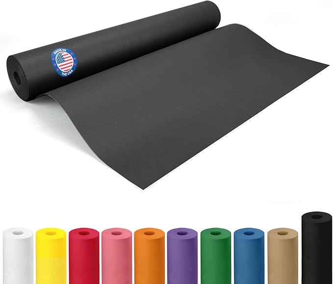 Black Paper Roll 24" x 1200" (100 feet) - USA-Made 50lb Thick Kraft Paper for Packing, Moving, Shipping, Wrapping, Crafts, Arts, Birthday Party - 100% Recycled Gift Wrap Material by IDL Packaging