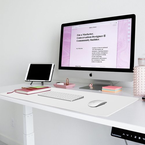 Large Leather Desk Pad Protector by [Brand Name] - Non-Slip Durable Office Mat for Writing & Computer Use | White 27.5" x 13.7"