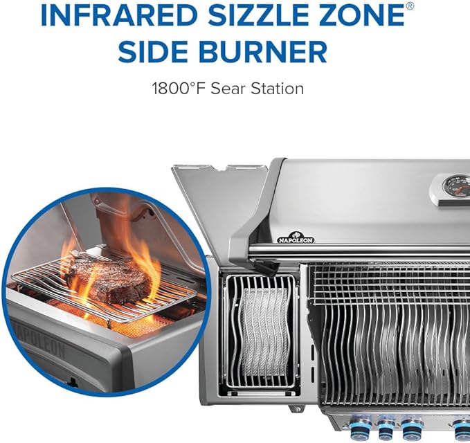 Napoleon Rogue PRO-S 625 Natural Gas Grill with Infrared Side and Rear Burners, Stainless Steel, Durable 7-Burner Outdoor BBQ