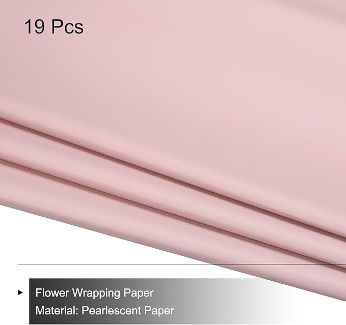 MECCANIXITY Set of 20 Flower Wrapping Paper 22.8x22.8 Inch Waterproof Florists Wrapping Paper for Florist Bouquet Supplies, DIY Crafts, Gift/Gift Box Packaging Gray Pink