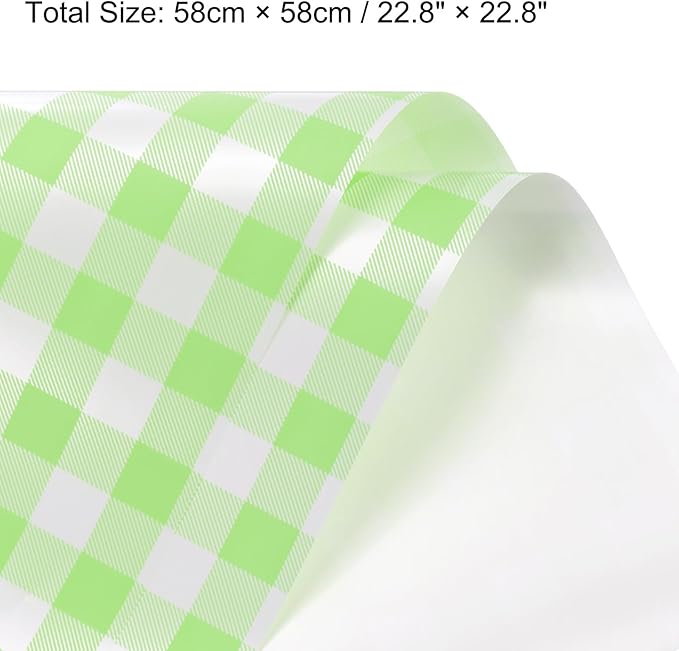 MECCANIXITY Flower Wrapping Paper Waterproof Floral Wrap Plaid Light Green Gift Packaging 22.8 x 22.8 Inch Used for DIY Crafts Bouquet Packaging 10 Pcs