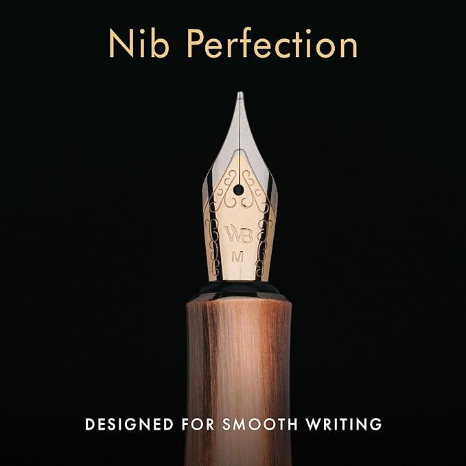 Wordsworth and Black Fountain Pen Mini EDC: Luxury Copper Heavy Pocket Pen, Medium Nib, 6 Ink Cartridges, Ink Converter, Travel Refillable Writing Pen Gift Set, Men & Women