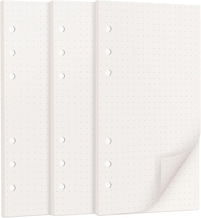 A6 Loose Leaf Refill Paper, 171x94mm, 135 Sheets Dot Grid Planner Refills, 6-Ring Binder Compatible, 100GSM Insert Papers for Notebooks, School, Office, College Notes, Journaling & Printing