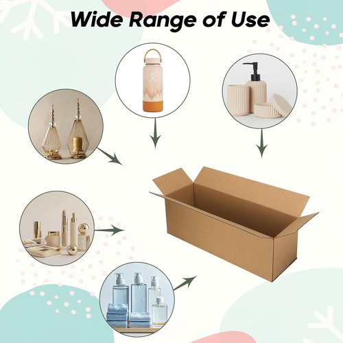 CRUGLA Shipping Boxes - 40 Packs of 12x4x4 Corrugated Cardboard for Small Business Packing