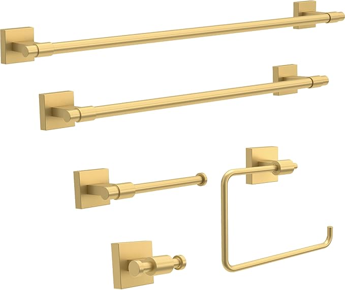 Franklin Brass Maxted (1-Pack) 24' Towel Rack for Bathroom, Modern Gold Bar Holder Wall Mounted Rod, Hardware | Accessories MAX24-MG