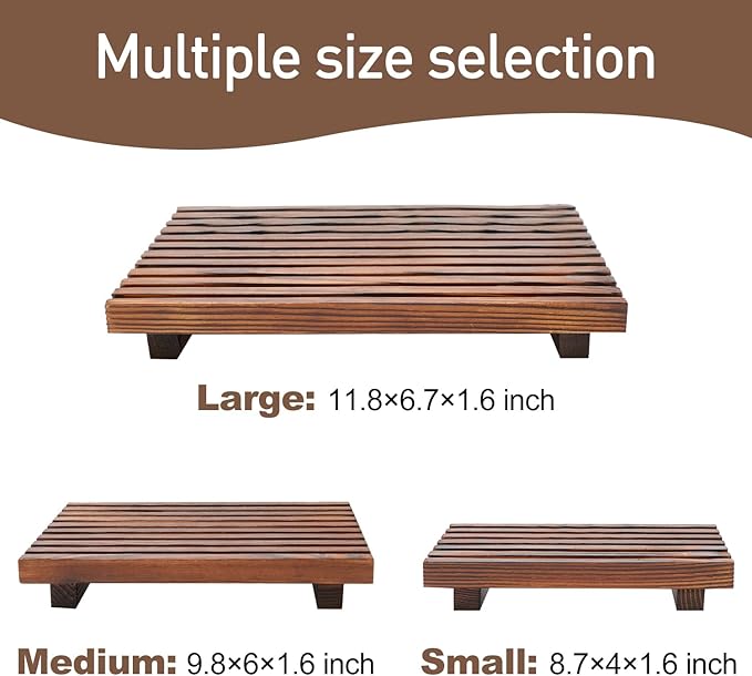 Renawe Small Kitchen Sink Soap Tray for Counter Soap Dish Dispenser Holder Wooden Risers Stand for Bathroom Decor Farmhouse Wood Pedestal Kitchen Accessories Countertop Vanity Counter Decorative Tray