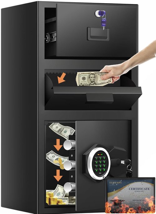 Regine Switzerland 5.6 Cu Ft Large Drop Safe Box - Heavy-Duty Anti-Theft Money Safe with Digital Keypad & Quick Drop Slot
