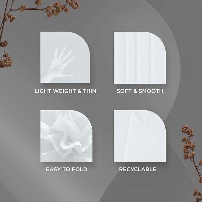 SANZIX 150 Sheets White Tissue Paper for Gift Bags 14x20 Inch - White Christmas Wrapping Paper for Xmas Decorations, Packaging, DIY, Bouquet | Bulk Tissue for Wedding, Birthday, Graduation