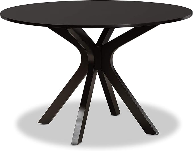 Baxton Studio Kenji Modern and Contemporary Dark Brown Finished 48-Inch-Wide Round Wood Dining Table