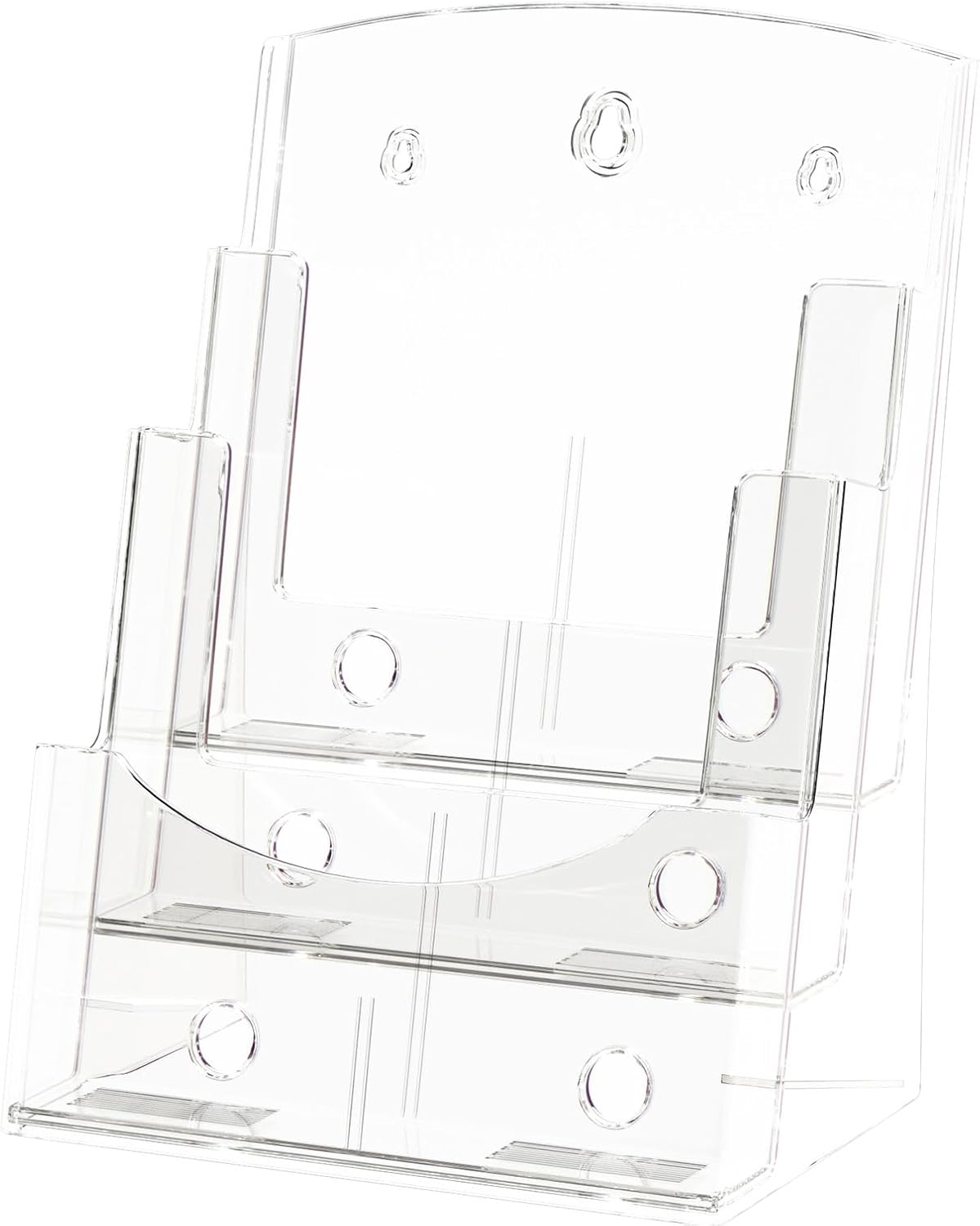 Viymgit Acrylic Brochure Holder - 3-Tier Clear Display Stand for 8.5 x 11 Inches | Wall Mount & Countertop Organizer