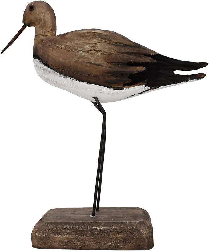 Wood Bird Statue Nautical Decor Decorative Sea Birds Sculpture Wooden Tabletop Figurine Coastal Ocean Beach Themed Decoration for Home Yard Bathroom Living Room (6.7" H)
