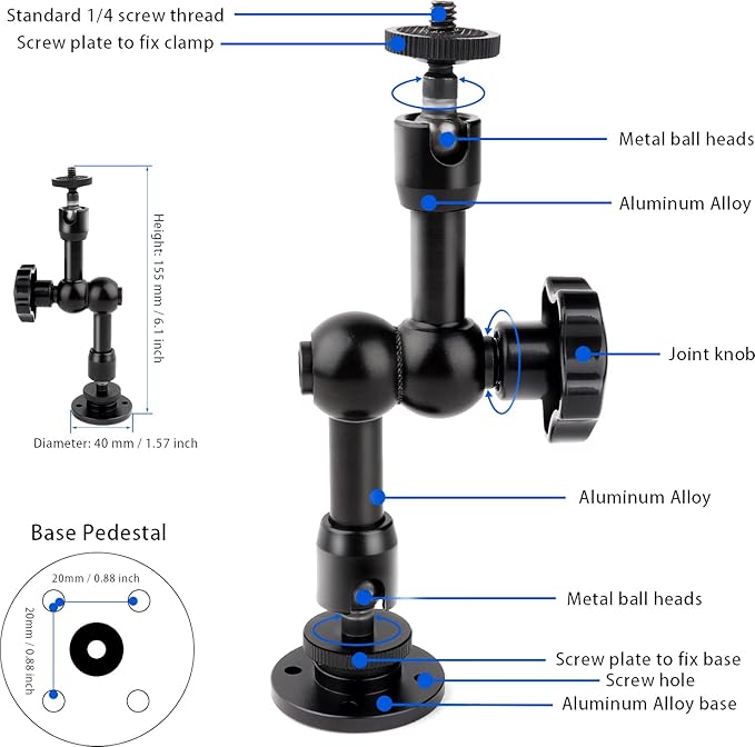 Mippko Drill Base Truck Phone Stand for 3.5~7.5 inches iPhone/HTC/LG/Nexus/Huawei/Smart Phones, Fit for Truck, Car,Van, Vehicles, 360°Adjustable Aluminum Alloy Mount