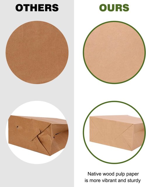 OUTUXED Brown Paper Bags with Handles - 100pc Assorted Sizes for Parties, Retail & Events