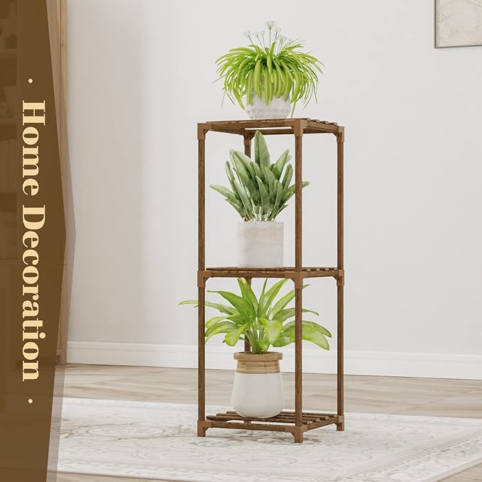 Bamworld Small Plant Stand Indoor 3 Tier Plant Shelf Outdoor Corner Plant Holder for Multiple Pots Single Plant Stand for Living Room Balcony Garden Patio Lawn Window