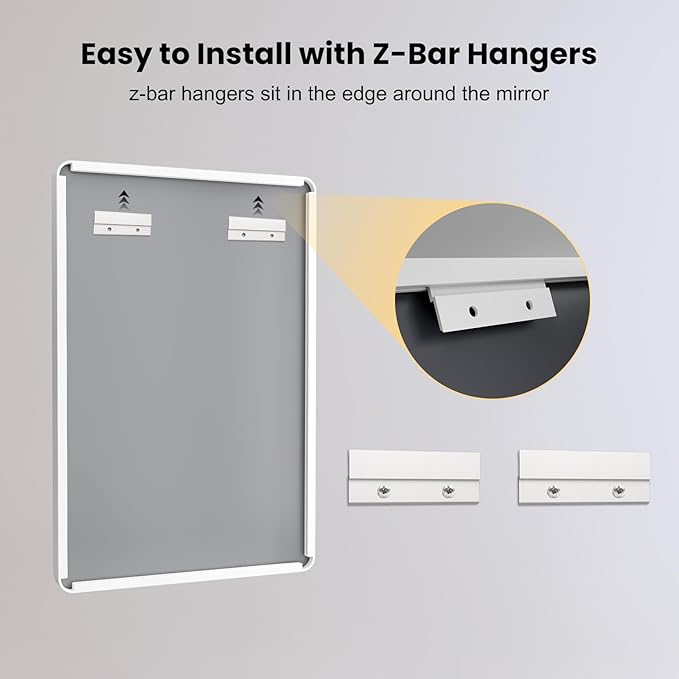LOAAO 48x36 Inch White Metal Framed Bathroom Mirror for Wall, White Bathroom Vanity Mirror Farmhouse, Large Rounded Rectangle Mirror, Anti-Rust, Tempered Glass, Hangs Horizontally or Vertically