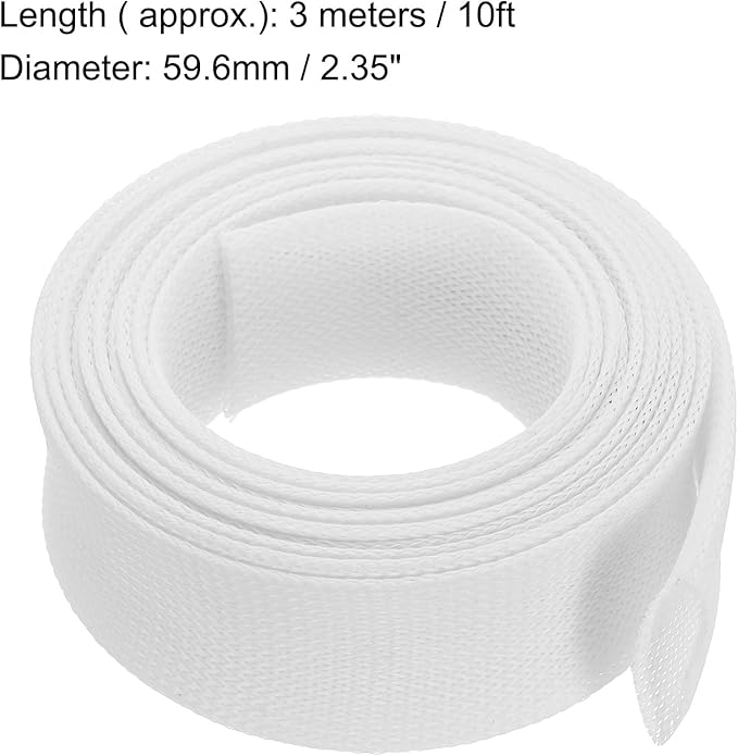 uxcell Expandable Sleeving,2 3/8-inch 10ft Cable Sleeve, White