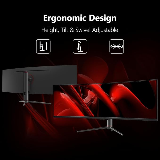 INNOCN 49" Curved Monitor Ultrawide Gaming 5K2K 120Hz 32:9 QHD 5120 x 1440P Computer Monitor, R1800, 99% sRGB, HDR400, USB Type C, DisplayPort, HDMI, Built-in Speakers, Height/Tilt Adjustable - 49C1R
