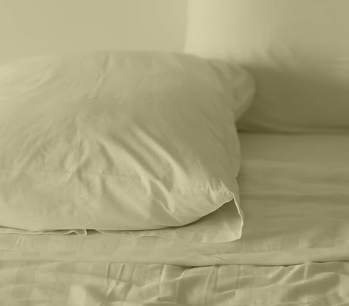 RUVANTI 100% Cotton Full Size Bed Sheets, 4 Pieces, Soft & Breathable Percale Weave Bedding, Deep Pocket 16", Hotel Standard, Crisp Cool Feel, Durable, Perfect Sheet Set Dyed, Sage Green