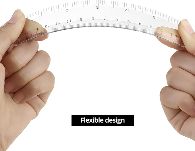 QWORK 6 Inch Rulers Bulk Clear Plastic Flexible Rulers with Inches and Centimeters, 100 Pcs Anti-Break Small Straight Ruler, School Office Supplies