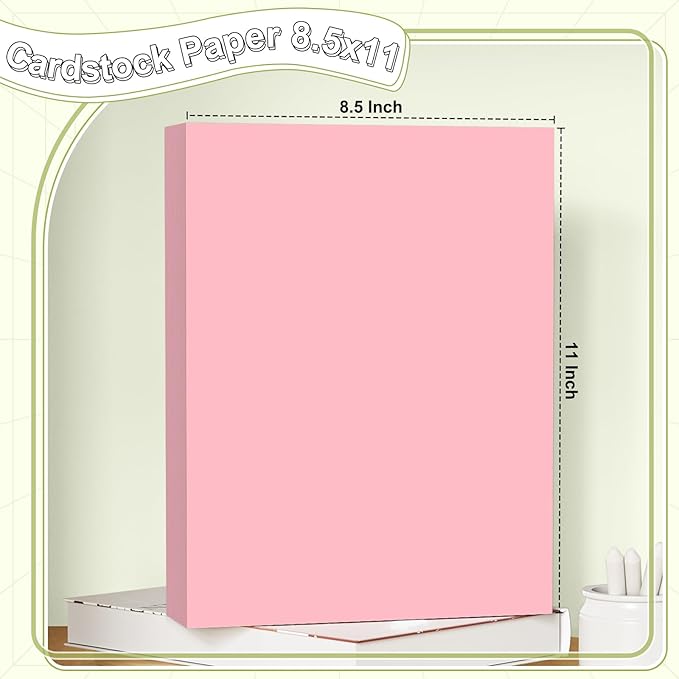 40 Sheets Cardstock 8.5x11, 65lb Pink Card Stock, Construction Paper, 180gsm Thick Printer Paper for Printing, Painting, Card Making, Kids School Supplies,Party Decorations