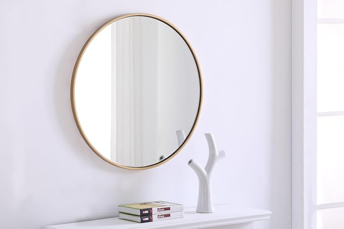 Elegant Decor Eternity 28" Round Metal Frame Mirror in Black